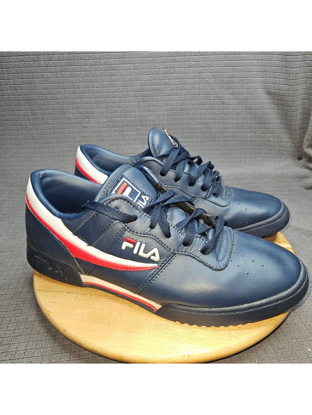 FILA Original Fitness Men's 13 Navy Blue Red White Classic Athletic Trainers